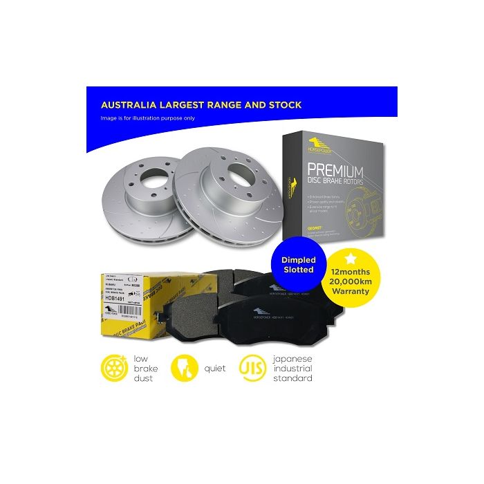 Rear Brake Pads and Dimple Slotted Rotors for Holden COMMODORE VT VX VY VZ