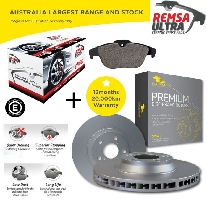 Rear Ceramic Brake Pads and Disc Rotors set + Sensor for Mini Cooper R50 00-06