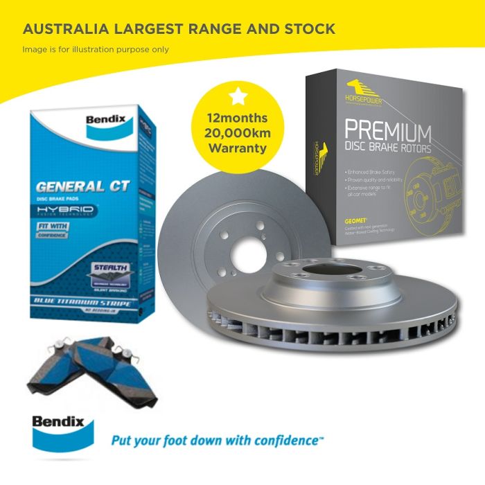 Front Bendix Brake Pads and Disc Rotors set for Holden Barina XC 2001-2005