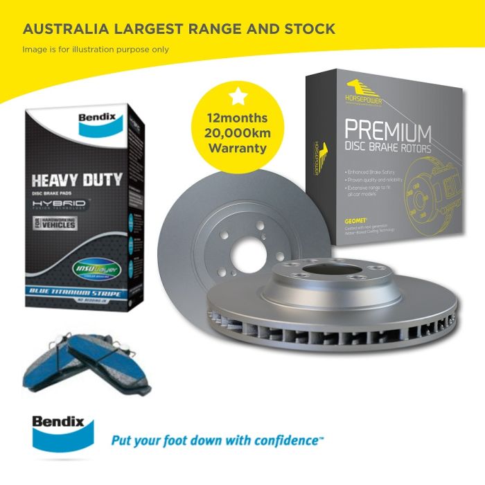 Front Bendix HD Brake Pads and Disc Rotors for HILUX 4WD KZN185 RZN SURF 95-98