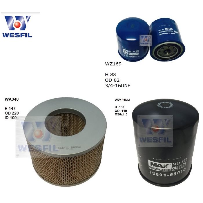 Wesfil Oil Air Filter Set for Toyota Landcruiser HJ