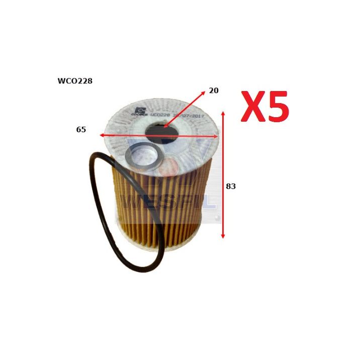 5 x Wesfil Oil Filters WCO228