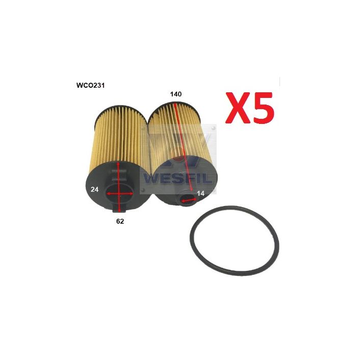 5 x Wesfil Oil Filters WCO231