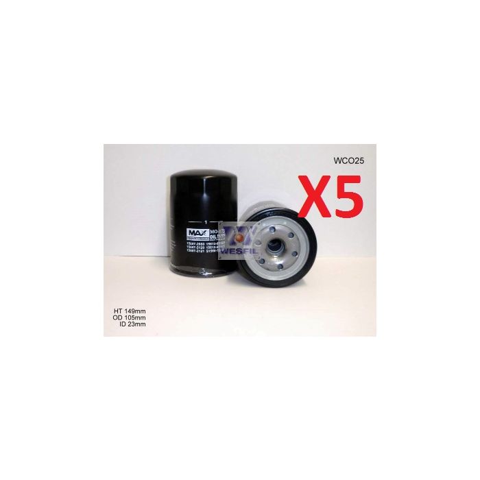 5 x Wesfil Oil Filters WCO25NM