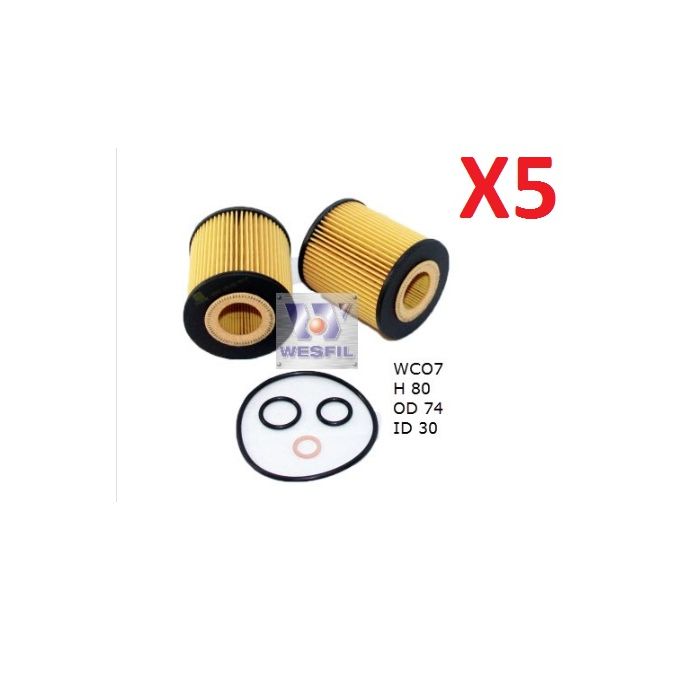 5 x Wesfil Oil Filters WCO7