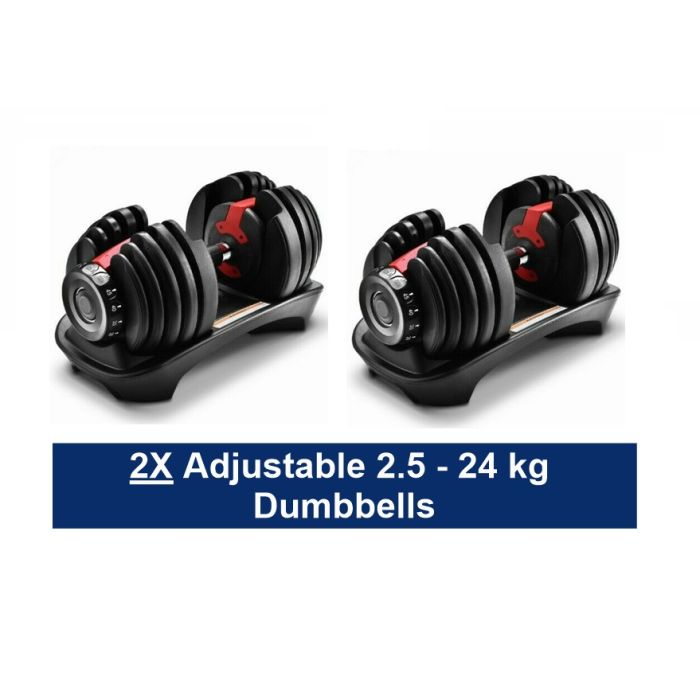 2 x 24kg Adjustable Dumbbells
