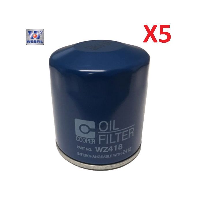 5 x WZ418 Wesfil Oil Filter for ToyotaCamry Avalon Hilux Prado Hiace Kluger RAV4