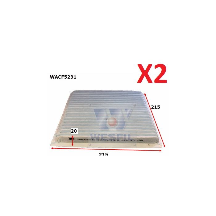 2x Wesfil Cabin Air Pollen Filters WACF5231