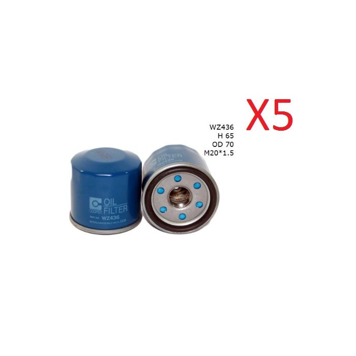 5 x Wesfil Oil Filters WZ436