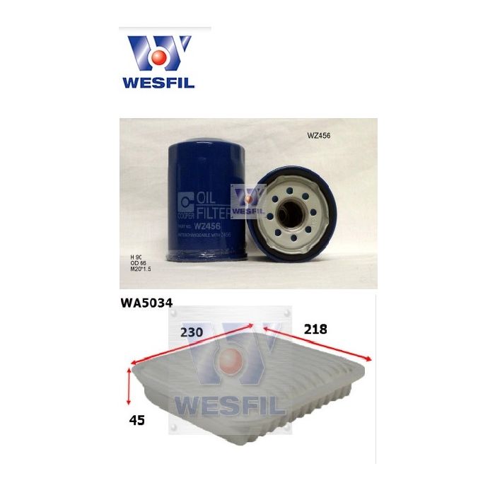 Wesfil Oil Air Filter Service Kit for Mitsubishi 380 DB 3.8L V6 10/05-04/08