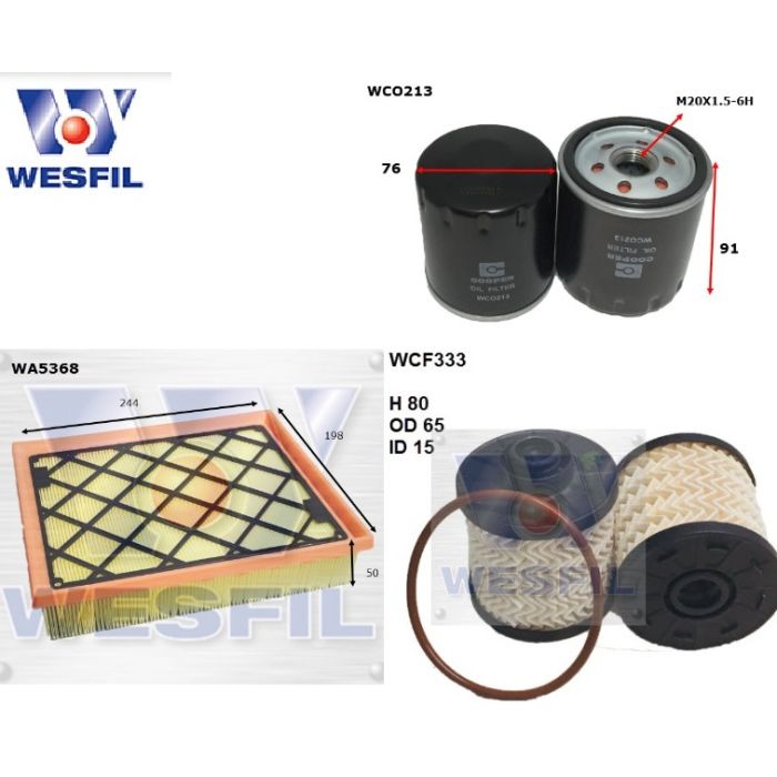 Wesfil Oil Air Fuel Filter Service Kit for Ford Mondeo MD 2.0L TDCi 05/15-