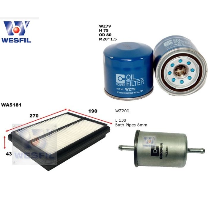 Wesfil Oil Air Fuel Filter Service Kit for Great Wall V240 2.4L 2009-2016