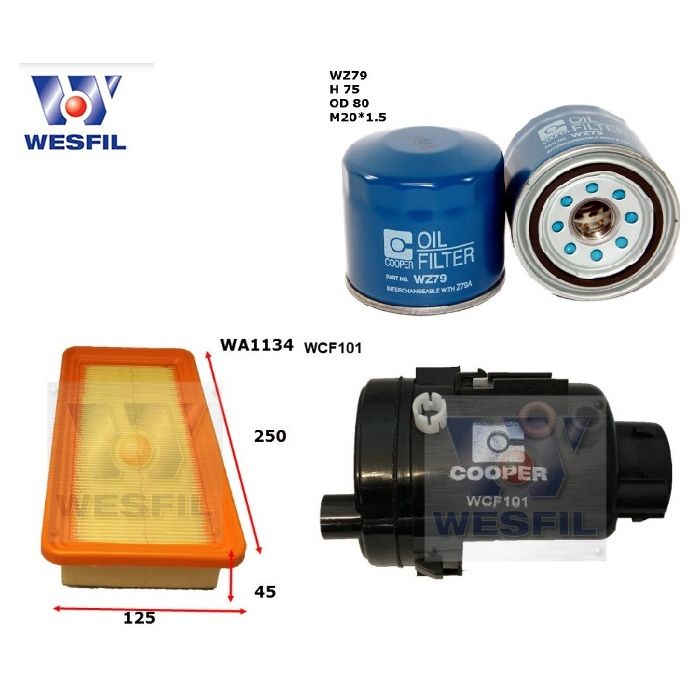 Wesfil Oil Air Fuel Filter Service Kit for Hyundai Getz TB 1.3 1.4 1.5 1.6L 4Cyl