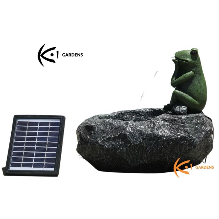 Solar Frog Spitter Water Fountain