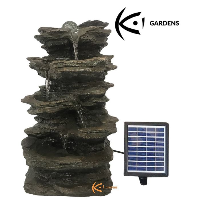 4 Tiers Solar Water Fountain with LED light and Ball