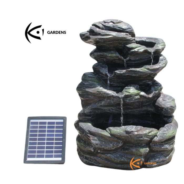4 Tier Stone Finish Solar Water Fountain