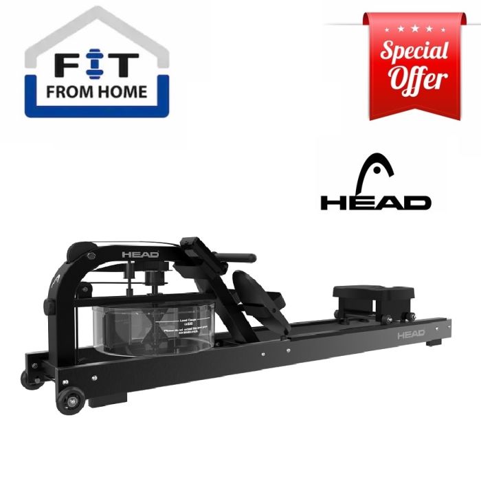 HEAD Rowing Machine Water Resistance Home Gym Exercise Rower Premium Black Steel