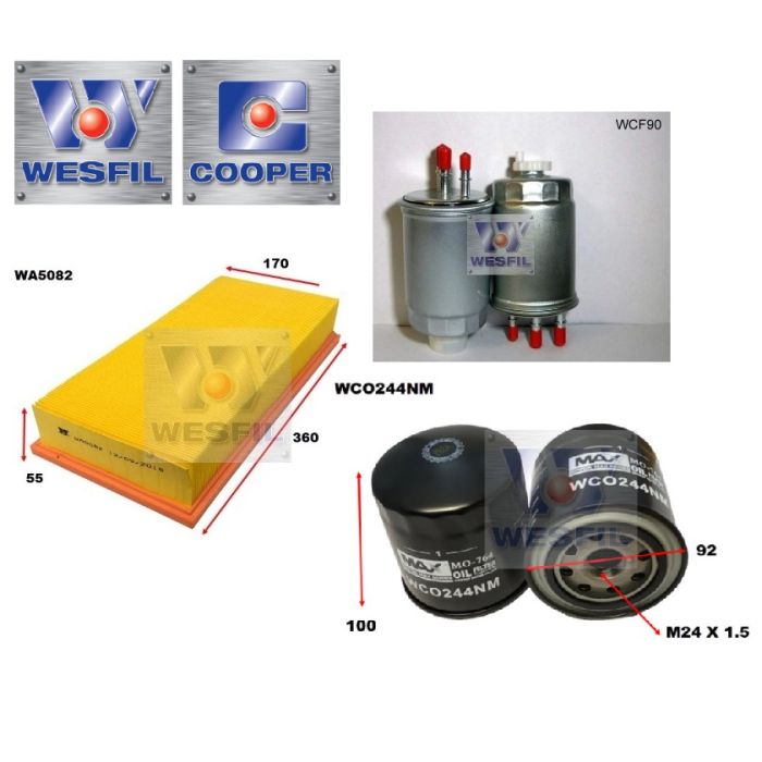 Wesfil Oil Air Fuel Filter Service Kit for Tata Xenon 2.2L TD 11/2013-09/2014