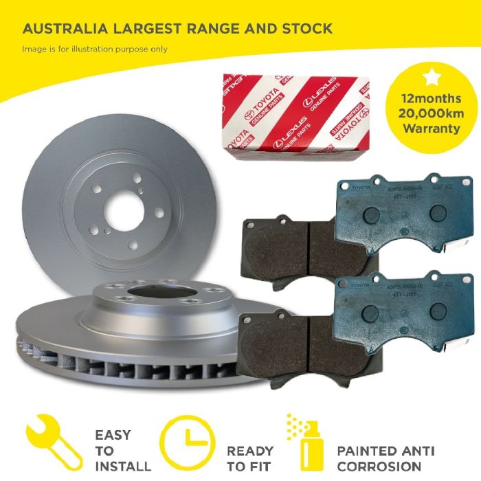 Front Genuine Toyota Brake Pads+ HP Disc Rotors for HILUX 4WD GGN25 Supercharged