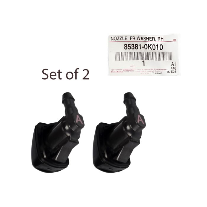 2x Genuine Toyota Hilux KUN35 KUN26 KUN25 KUN16 Windscreen Spray Washer Jet Nozzle 85381-0K010