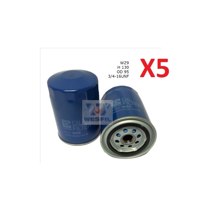 5 x Wesfil Oil Filters WZ89A