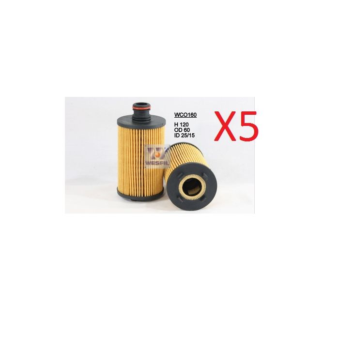 5 x Wesfil Oil Filters WCO160