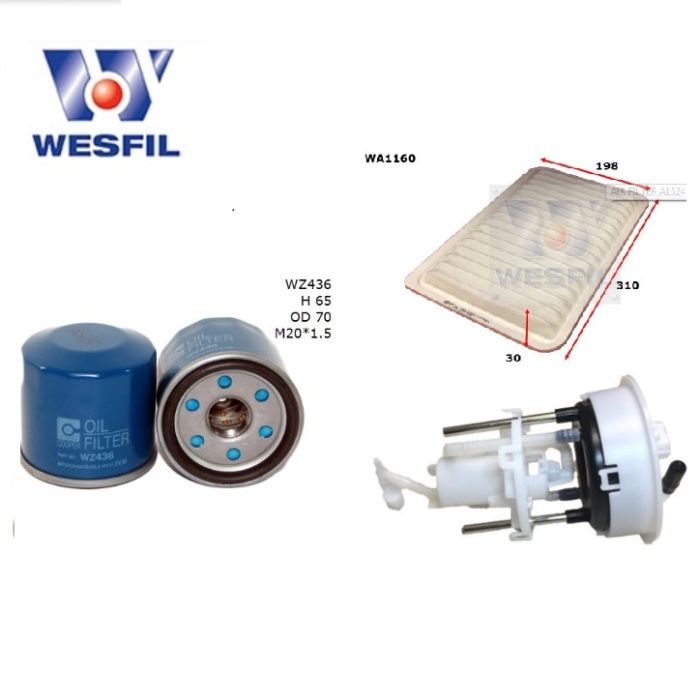 Wesfil Oil Air Fuel Filter Service Kit for Mazda 2 DE 1.5L 09/2007-10/2014