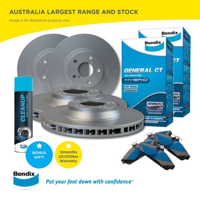 Full Set Front and Rear Bendix Brake Pad and Disc Rotors set for Ford Falcon BA BF FG 2002-16