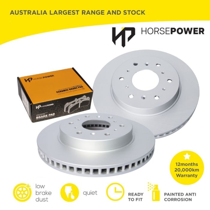 Front Horsepower Disc Rotors and Ceramic Brake Pads for Haval H9 2.0 10/2015-on 334mm