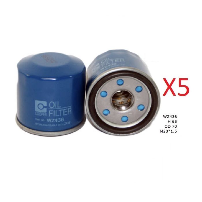5 x Wesfil Oil Filters WZ436