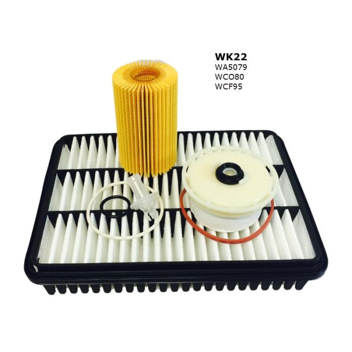 Wesfil Air Oil Fuel Filter Kit WK22 for Toyota Landcruiser 03/2007-12/2019 VDJ70