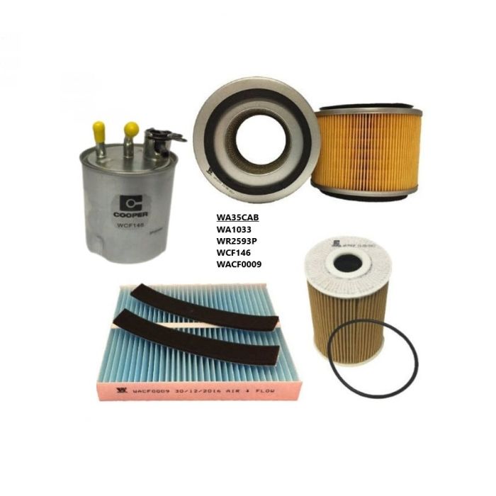 Wesfil Air Oil Fuel Cabin Filter Service Kit WK35CAB for Nissan Patrol 2006-2017 ZD30D