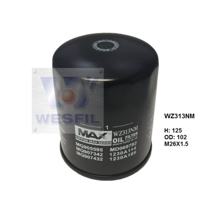 1 x Wesfil Oil Filters WZ313NM for Mitsubishi Mazda Ford