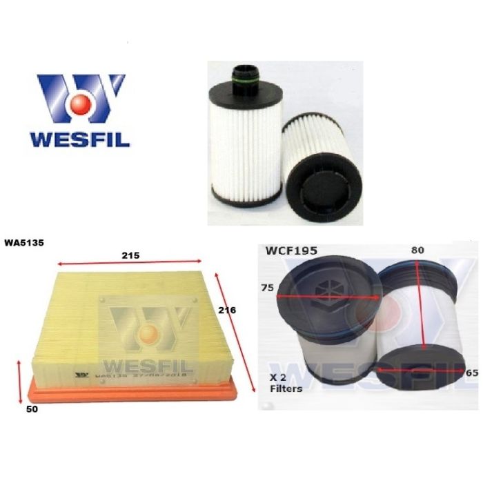 Wesfil Oil Air Fuel Filter Service Kit for Jeep Grand Cherokee WK 3.0 11/2013-2024