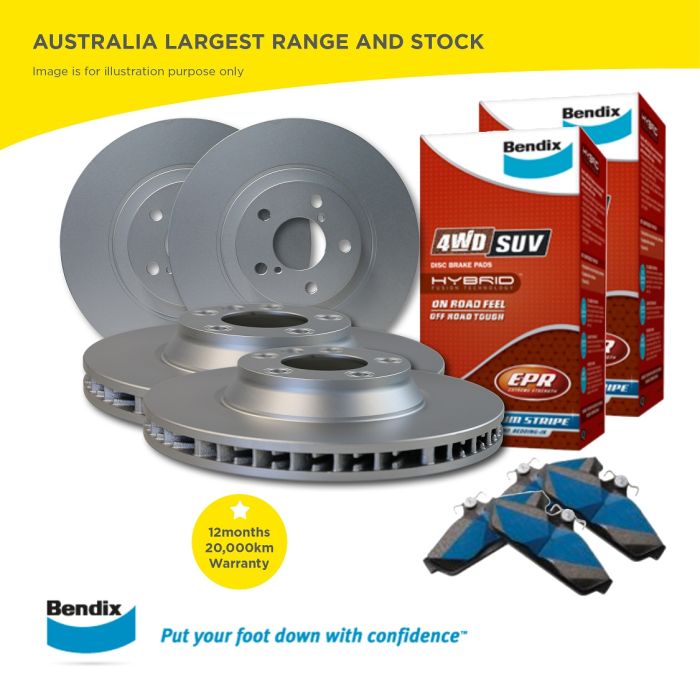 Front and Rear Bendix Brake Pads and Slotted Disc Rotor Full Set for PRADO GRJ120 KZJ120 KDJ120
