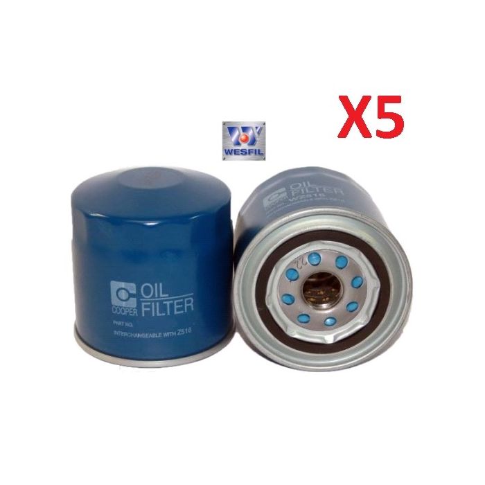 5x WESFIL OIL FILTERs for Ford FALCON 2002-2016 TERRITORY 2005-2016 WZ516
