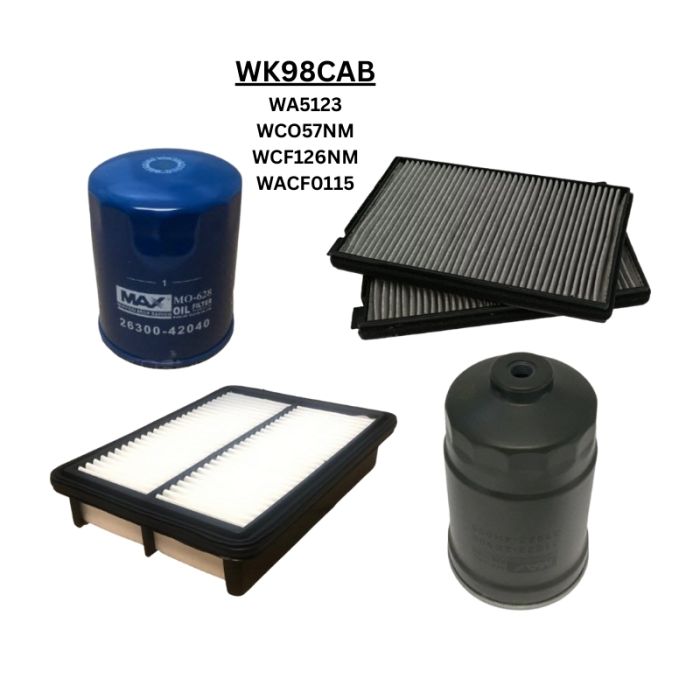 Wesfil Air Pollen Oil Fuel Cabin Filter Kit WK98CAB for Hyundai iMax TQ 2.5L 11/2007-09/2021 D4CB