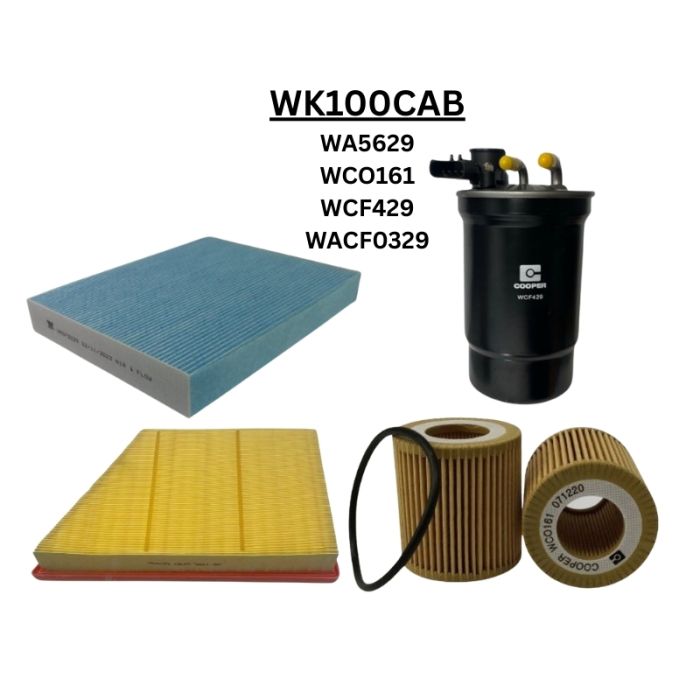 Wesfil Air Oil Fuel Cabin Filter Kit WK100CAB for Ford Ranger XL Super CAB 2.0L P02S YN2S 2022-on