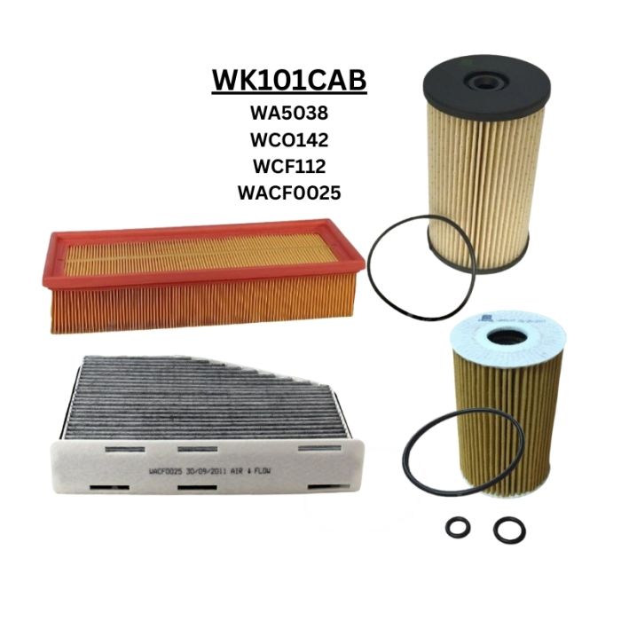 Wesfil Air Pollen Oil Fuel Cabin Filter Kit WK101CAB for VW Caddy 1.6L 2.0L CAYD CFHC 2010-2016