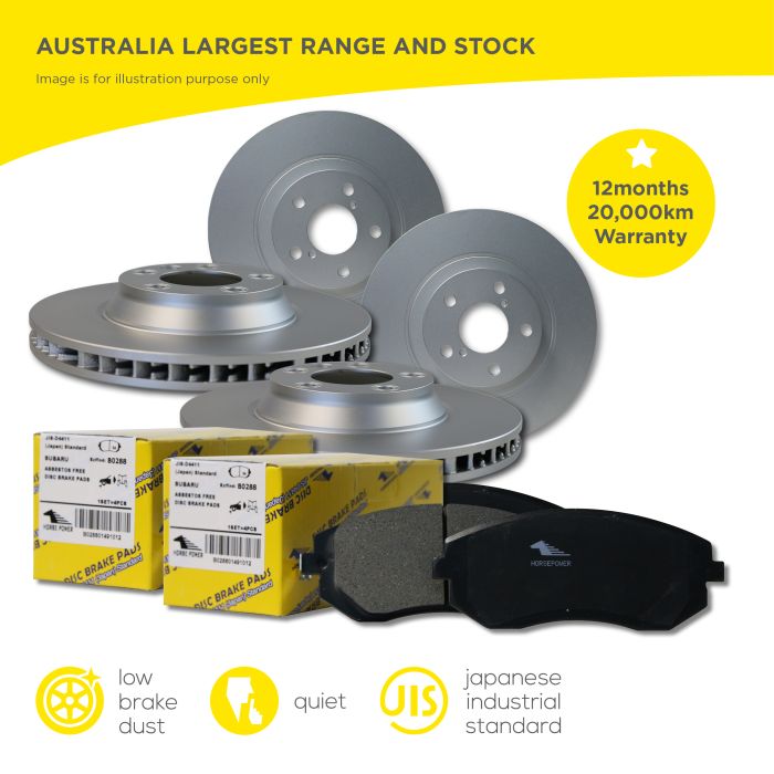 Front and Rear Brake Pads and Rotors Set for Ford Fairmont FALCON EA EB ED