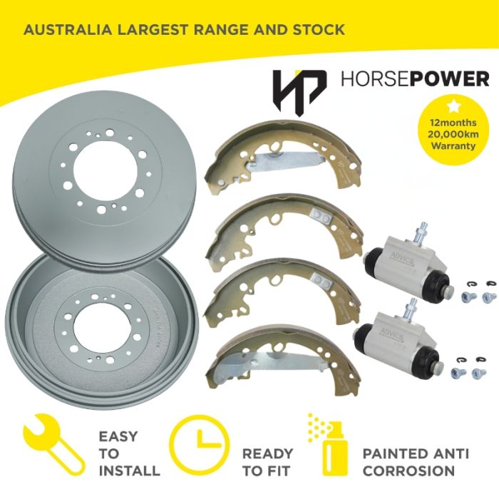 Rear Brake Shoes+ Drums + Wheel Cylindersfor Toyota Hilux 4WD KUN25 KUN26 GGN25