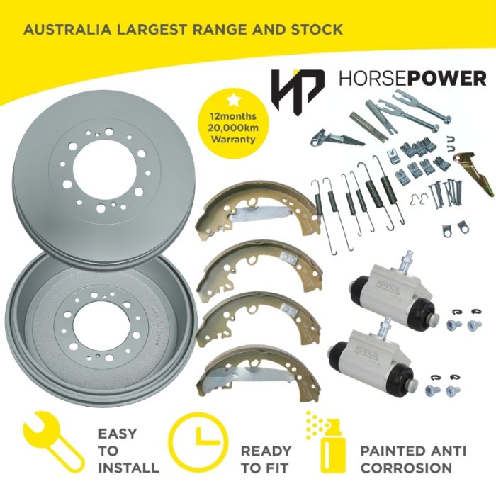 Rear Brake Drums + Shoes + Wheel Cylinders Kit for Hilux GGN25 KUN26 GUN135 4X4