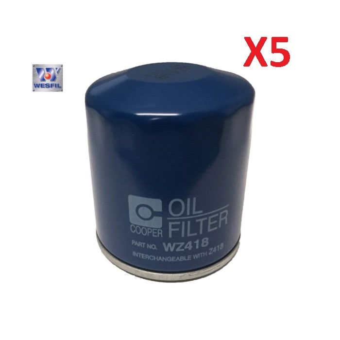 5 x WZ418 Wesfil Oil Filter for ToyotaCamry Avalon Hilux Prado Hiace Kluger RAV4