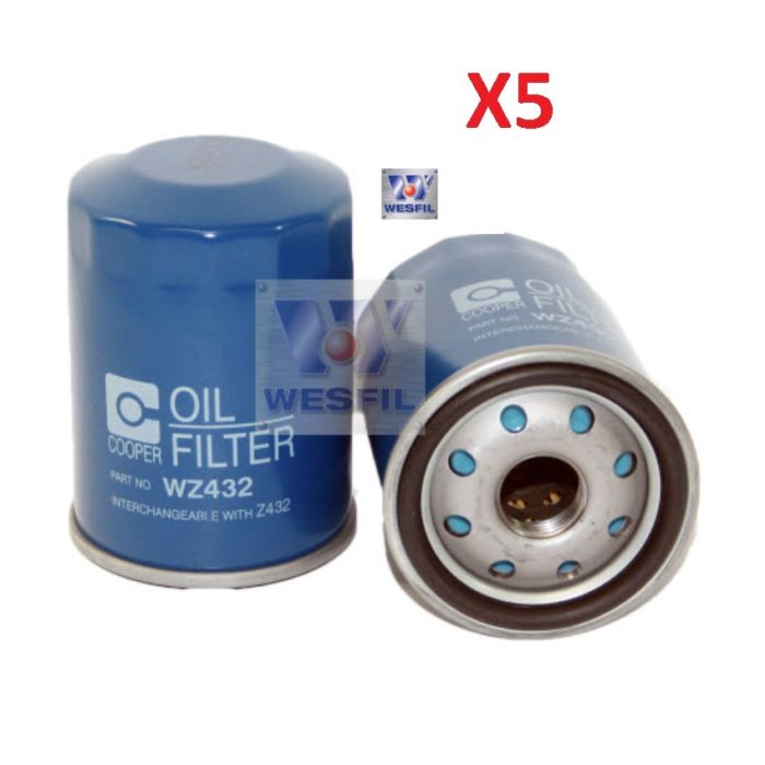 5x Wesfil Oil Filters for Toyota Rav4 Camry Tarago Corolla Avensis Z432