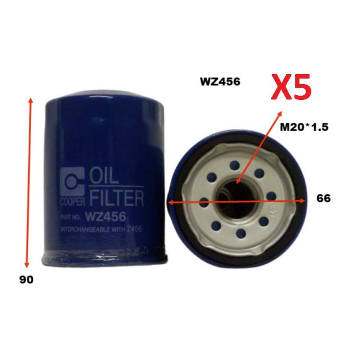 5 x Wesfil Oil Filters WZ456