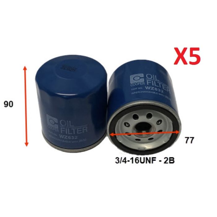 5 x Wesfil Oil Filters WZ632