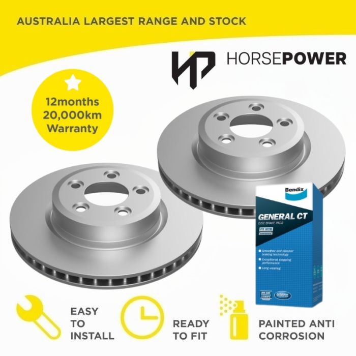 Front Rotors and Bendix Brake Pads Set for Ford FALCON FG XR6 TURBO XR8 08-