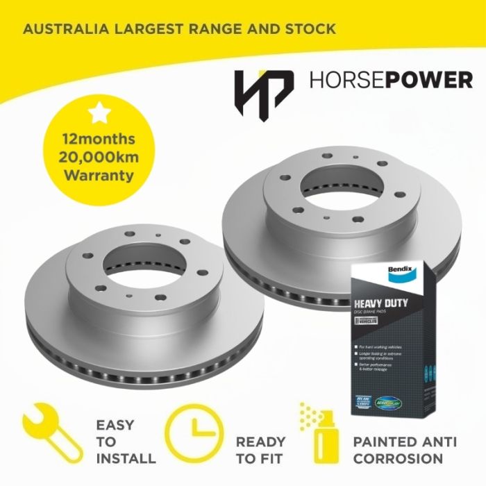 Front Bendix Heavy Duty Brake Pad + Rotor for HILUX 4WD KUN25 KUN26 GGN25 05-10