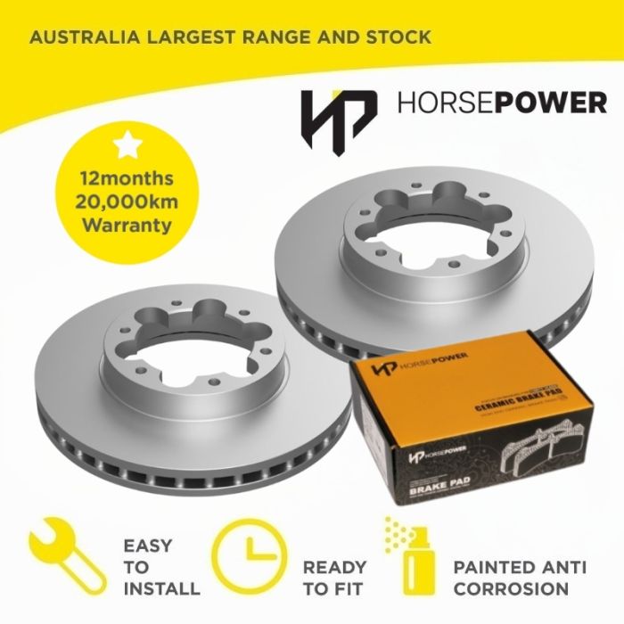 Front Brake Pads and Disc Rotors Set for Nissan PATROL GU Y61 4WD 1997-2016