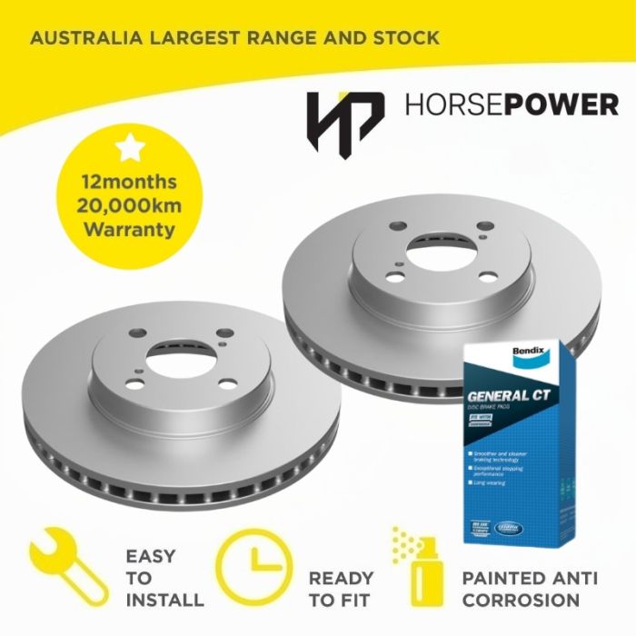 Front Bendix GCT Brake Pads and Rotors Set for COROLLA ZZE122R S.Africa 01-07